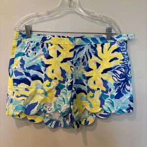 Lilly Pulitzer Magnolia Scallop Hem Cotton Shorts Women’s Size 10